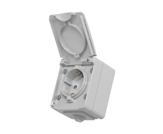 Розетка Videx BINERA IP65 наружная 1ая с заземлением сера