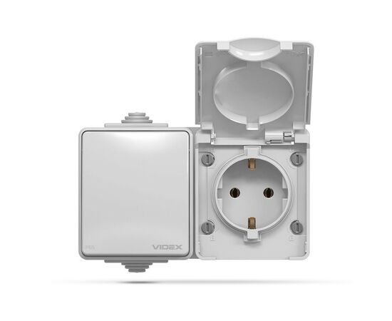 Розетка Videx BINERA IP65 наружная 1ая с заземлением (VF-BNW3-G), изображение 2 Розетка Videx BINERA IP65 наружная 1ая с заземлением (VF-BNW3-G), изображение 2