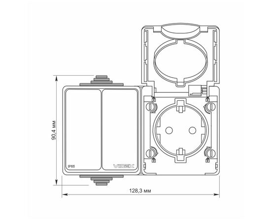 Розетка Videx BINERA IP65 наружная 1ая с заземлением, изображение 4