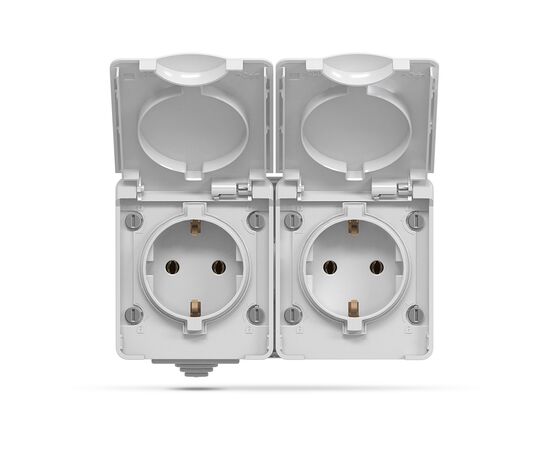 Розетка Videx BINERA IP65 зовнішня 2ая із заземленням сіра (VF-BNW22G-G), зображення 2 Розетка Videx BINERA IP65 зовнішня 2ая із заземленням сіра (VF-BNW22G-G), зображення 2