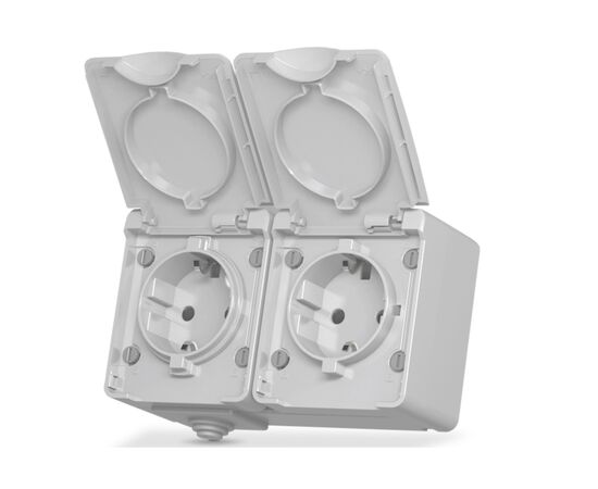 Розетка Videx BINERA IP65 наружная 2ая с заземлением серая (VF-BNW22G-G)
