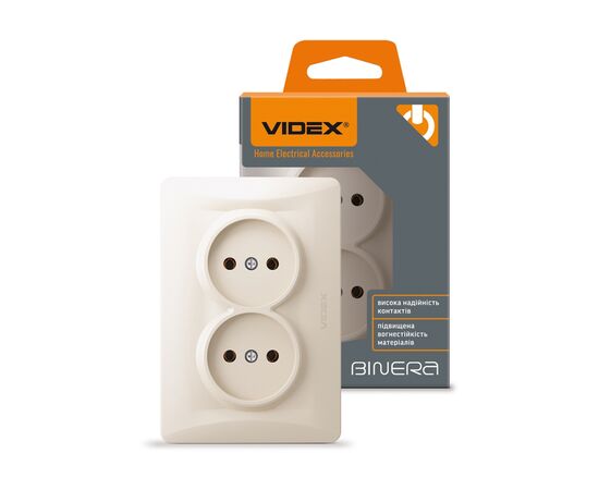 Розетка Videx BINERA 2ая кремовая (VF-BNSK2-CR), изображение 4 Розетка Videx BINERA 2ая кремовая (VF-BNSK2-CR), изображение 4