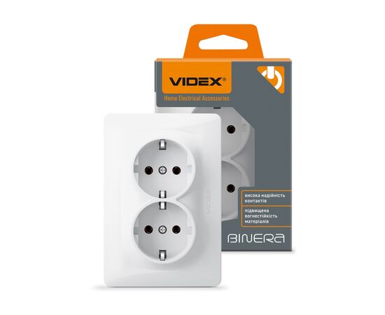 Розетка Videx BINERA 2ая с заземлением (VF-BNSK2G-W), изображение 4 Розетка Videx BINERA 2ая с заземлением (VF-BNSK2G-W), изображение 4