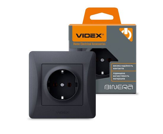 Розетка Videx BINERA 1ая с заземлением черн (VF-BNSK1G-BG), изображение 4 Розетка Videx BINERA 1ая с заземлением черн (VF-BNSK1G-BG), изображение 4