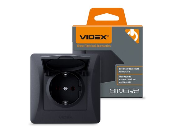 Розетка Videx BINERA 1ая с заземлением и крышкой черн (VF-BNSK1GС-BG), изображение 4 Розетка Videx BINERA 1ая с заземлением и крышкой черн (VF-BNSK1GС-BG), изображение 4