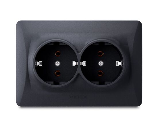 Розетка Videx BINERA 2ая с заземлением черн (VF-BNSK2G-BG)