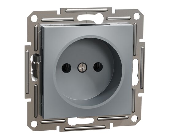 Розетка Schneider Electric ASFORA без заземлення сталь (EPH3000162), изображение 2 Розетка Schneider Electric ASFORA без заземлення сталь (EPH3000162), изображение 2