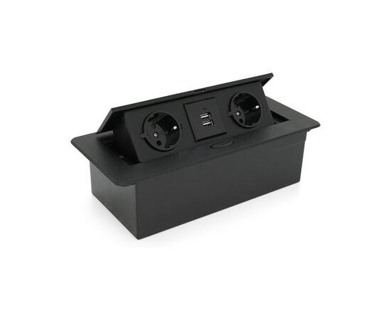Розетка Voltronic J29L, две розетки + 2*USB, напольная, выдвижная (20011)