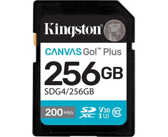 Карта памяти Kingston 256GB SDXC сlass 10 UHS-I U3 V30 Canvas Go Plus G4 (SDG4/256GB)
