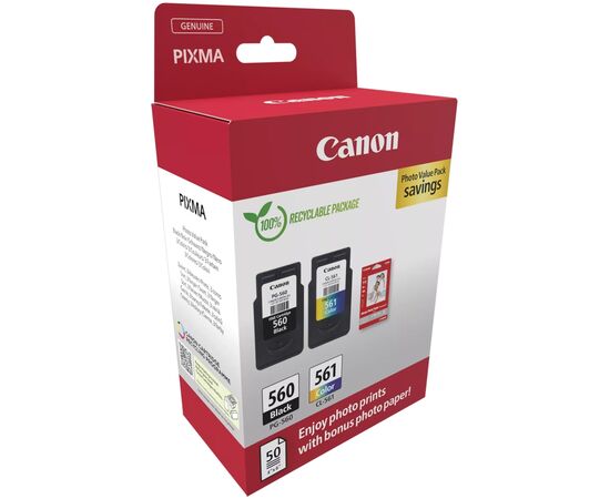 Картридж Canon PG-560/CL-561 BK+Color, + Photo Paper, Value Pack (3713C008), изображение 2 Картридж Canon PG-560/CL-561 BK+Color, + Photo Paper, Value Pack (3713C008), изображение 2