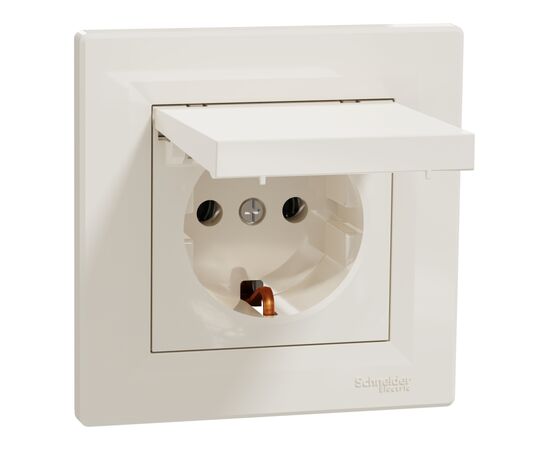 Розетка Schneider Electric ASFORA з кришкою, крем (EPH3100123), изображение 2 Розетка Schneider Electric ASFORA з кришкою, крем (EPH3100123), изображение 2