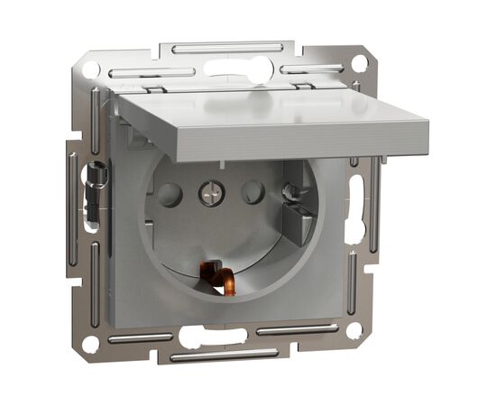 Розетка Schneider Electric ASFORA з кришкою, алюміній (EPH3100161), изображение 2 Розетка Schneider Electric ASFORA з кришкою, алюміній (EPH3100161), изображение 2
