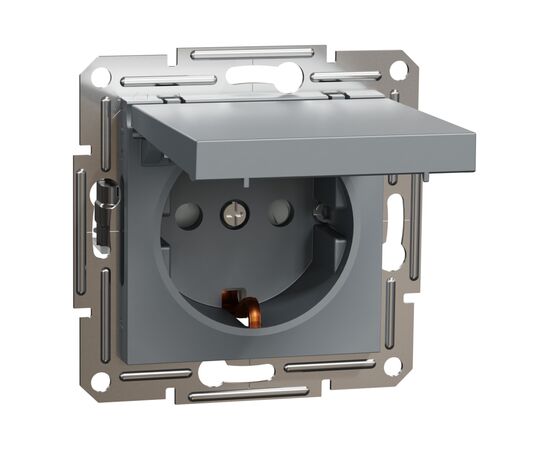 Розетка Schneider Electric ASFORA з кришкою, сталь (EPH3100162), изображение 2 Розетка Schneider Electric ASFORA з кришкою, сталь (EPH3100162), изображение 2