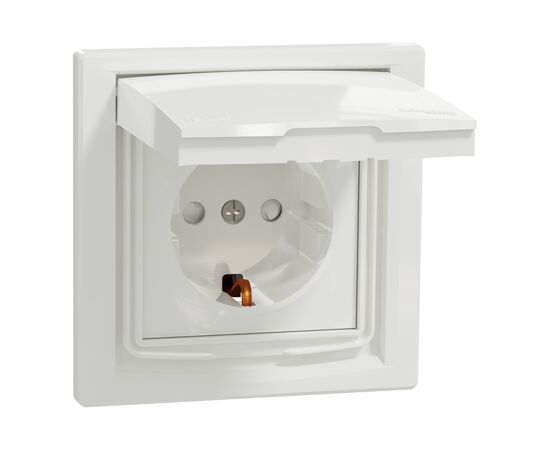 Розетка Schneider Electric ASFORA з кришкою IP44, біла (EPH3100321), изображение 2 Розетка Schneider Electric ASFORA з кришкою IP44, біла (EPH3100321), изображение 2