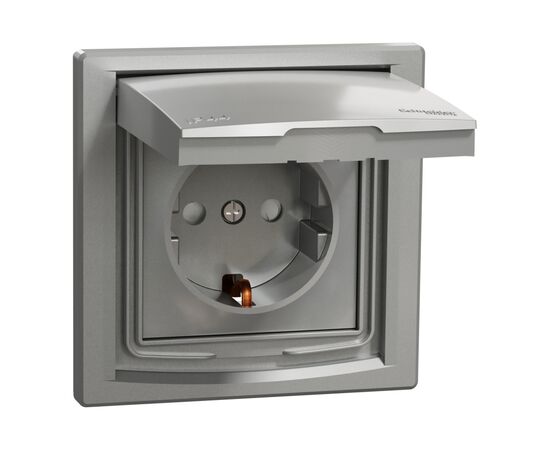 Розетка Schneider Electric ASFORA з кришкою IP44, алюміній (EPH3100361), изображение 2 Розетка Schneider Electric ASFORA з кришкою IP44, алюміній (EPH3100361), изображение 2