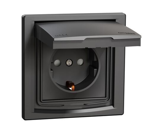 Розетка Schneider Electric ASFORA IP44, антрацит (EPH3100371), изображение 2 Розетка Schneider Electric ASFORA IP44, антрацит (EPH3100371), изображение 2
