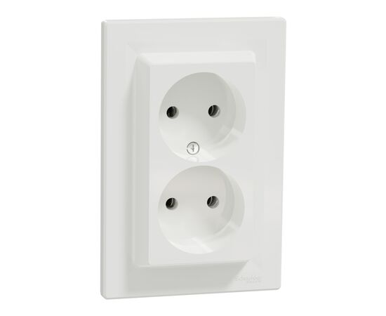 Розетка Schneider Electric ASFORA без заземления двойная белая (EPH9700121), изображение 2 Розетка Schneider Electric ASFORA без заземления двойная белая (EPH9700121), изображение 2