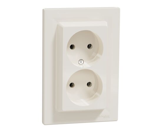 Розетка Schneider Electric ASFORA без заземления двойная крем (EPH9700123), изображение 2 Розетка Schneider Electric ASFORA без заземления двойная крем (EPH9700123), изображение 2