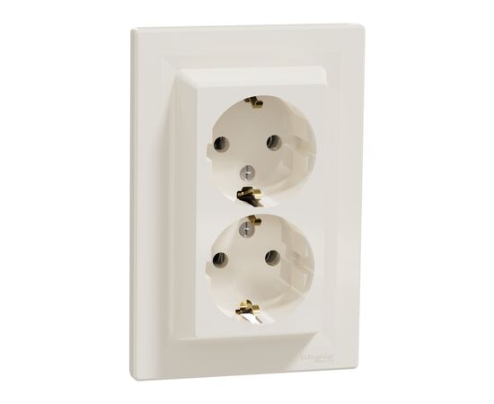 Розетка Schneider Electric ASFORA с заземлением двойная крем 16А (EPH9900123), изображение 2 Розетка Schneider Electric ASFORA с заземлением двойная крем 16А (EPH9900123), изображение 2
