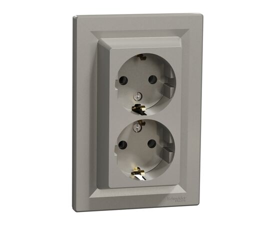 Розетка Schneider Electric ASFORA с заземлением двойная бронза 16А (EPH9900169), изображение 2 Розетка Schneider Electric ASFORA с заземлением двойная бронза 16А (EPH9900169), изображение 2