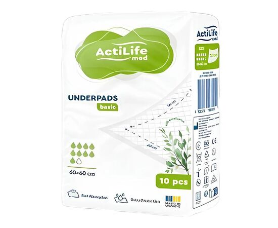 Пеленки для младенцев ActiLife Med Basic 60 х 60, 10 шт (4820174981419), изображение 2 Пеленки для младенцев ActiLife Med Basic 60 х 60, 10 шт (4820174981419), изображение 2