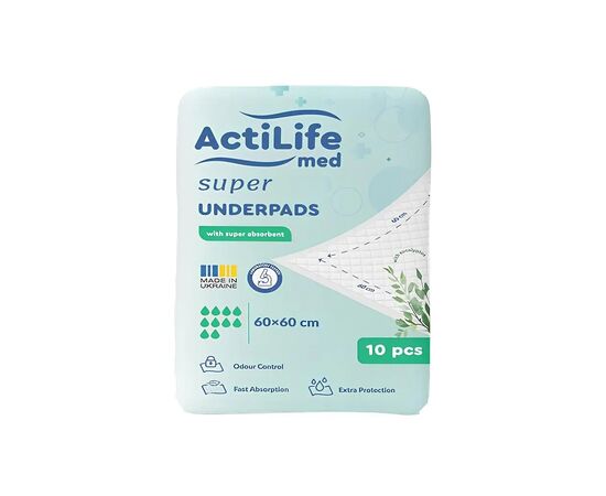 Пеленки для младенцев ActiLife Med Super 60 х 60, 10 шт (4820174981440)