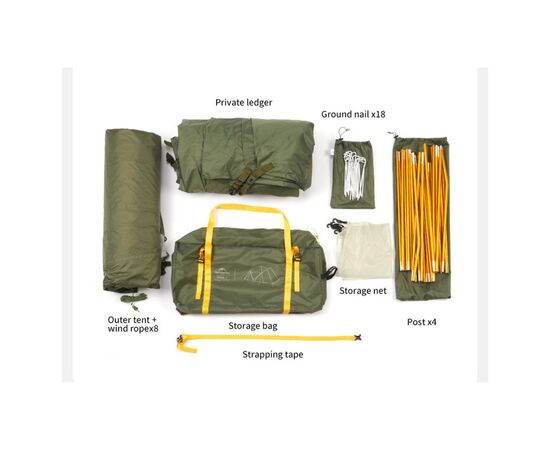 Намет Naturehike KOTA 4 CNK2450WS041, темно-зелений (6927595777886), зображення 3 Намет Naturehike KOTA 4 CNK2450WS041, темно-зелений (6927595777886), зображення 3