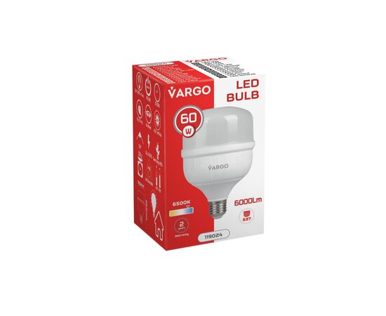 Лампочка VARGO VG-60W E27 6500K, изображение 3 Лампочка VARGO VG-60W E27 6500K, изображение 3