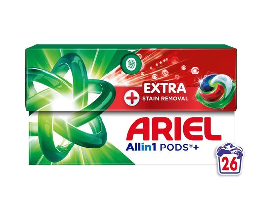 Капсулы для стирки Ariel Pods+ All-in-1 Extra Stain Removal Экстрасила выведение пятен 26 шт. (8700216765305)