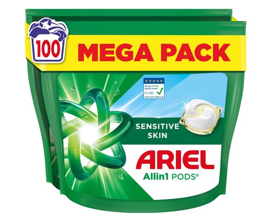 Капсулы для стирки Ariel Pods All-in-1 Sensitive Skin Для чувствительной кожи 100 шт. (8700216765619)