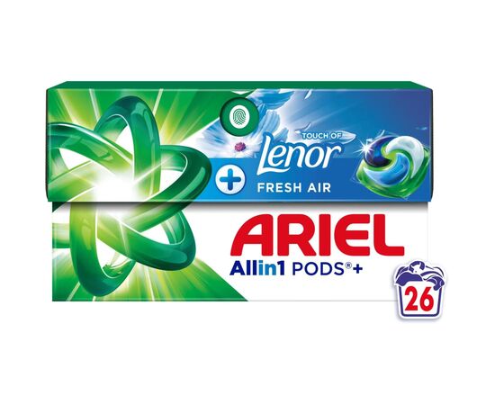 Капсулы для стирки Ariel Pods+ All-in-1 Touch of Lenor Прикосновение свежего воздуха Lenor 26 шт. (8700216766043)