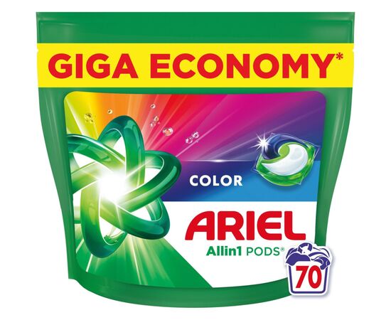 Капсулы для стирки Ariel Pods All-in-1 Color Для цветного 70 шт. (8700216764186), изображение 2 Капсулы для стирки Ariel Pods All-in-1 Color Для цветного 70 шт. (8700216764186), изображение 2