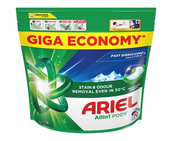 Капсули для прання Ariel Pods All-in-1 Гірське джерело 70 шт. (8700216764193)