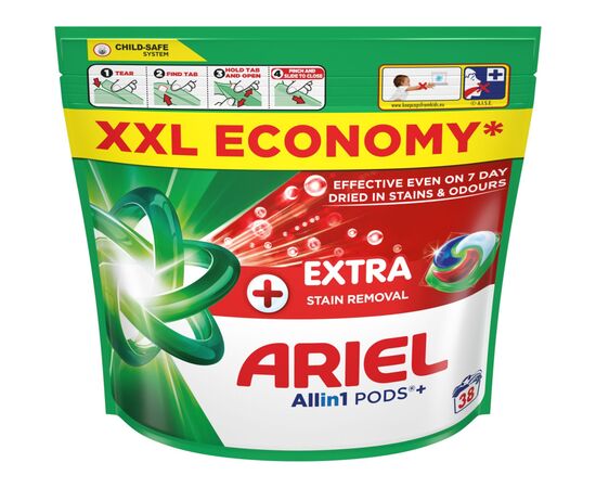 Капсулы для стирки Ariel Pods+ All-in-1 Extra Stain Removal Экстрасила выведение пятен 38 шт. (8700216764254)
