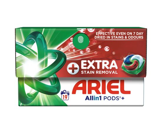 Капсулы для стирки Ariel Pods+ All-in-1 Extra Stain Removal Экстрасила выведение пятен 19 шт. (8700216765800)