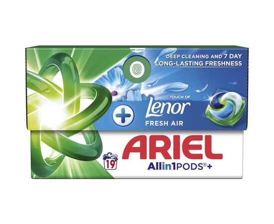 Капсулы для стирки Ariel Pods+ All-in-1 Touch of Lenor Прикосновение свежего воздуха Lenor 19 шт. (8700216765954), изображение 2 Капсулы для стирки Ariel Pods+ All-in-1 Touch of Lenor Прикосновение свежего воздуха Lenor 19 шт. (8700216765954), изображение 2