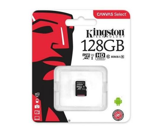Карта памяти Kingston 128GB microSDXC class 10 UHS-I Canvas Select (SDCS/128GBSP), изображение 2 Карта памяти Kingston 128GB microSDXC class 10 UHS-I Canvas Select (SDCS/128GBSP), изображение 2