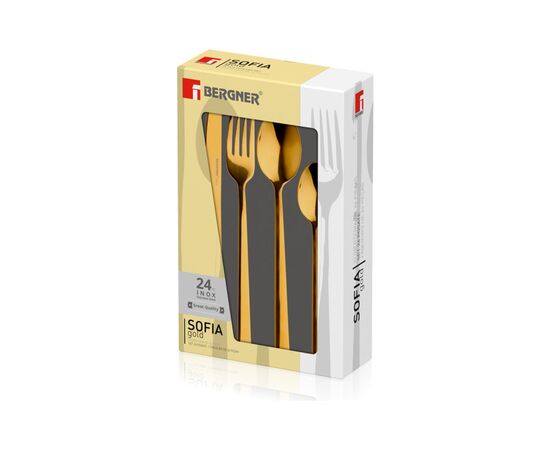 Набор столовых приборов Bergner Sofia gold 24 предмета (BG-45143-GD), изображение 2 Набор столовых приборов Bergner Sofia gold 24 предмета (BG-45143-GD), изображение 2
