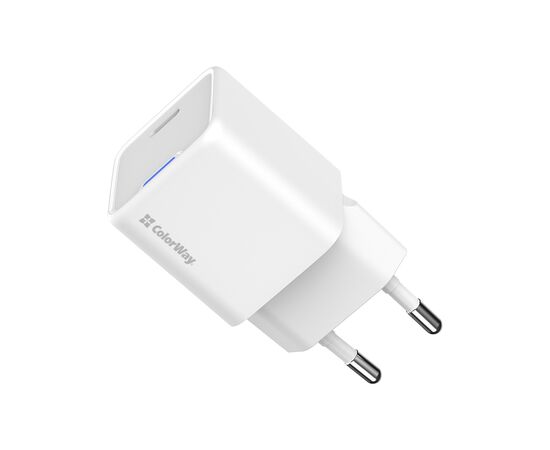 Зарядное устройство ColorWay GaN Mini 25W PD Port PPS USB-C white (CW-CHS052PD-WT), изображение 3 Зарядное устройство ColorWay GaN Mini 25W PD Port PPS USB-C white (CW-CHS052PD-WT), изображение 3