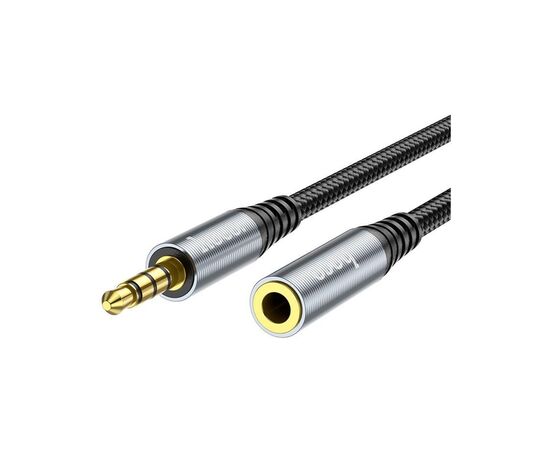 Кабель мультимедийный 3.5mm M to 3.5mm F 1.0m Gray HOCO (6931474762153), изображение 2 Кабель мультимедийный 3.5mm M to 3.5mm F 1.0m Gray HOCO (6931474762153), изображение 2