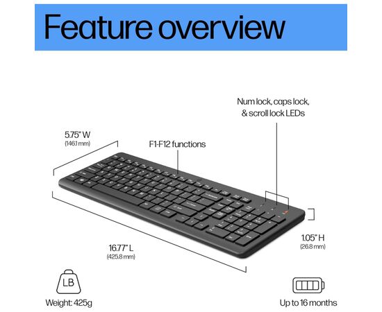 Клавиатура HP 220 Wireless UA Black (805T2AA), изображение 2 Клавиатура HP 220 Wireless UA Black (805T2AA), изображение 2