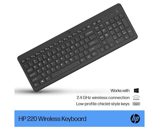 Клавиатура HP 220 Wireless UA Black (805T2AA), изображение 3 Клавиатура HP 220 Wireless UA Black (805T2AA), изображение 3
