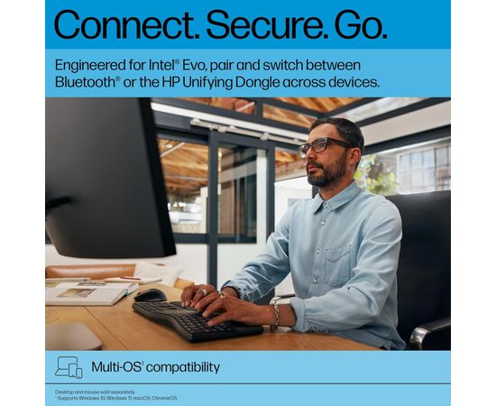 Клавиатура HP 680 Comfort Dual-Mode UA Black (8T6L8AA), изображение 4 Клавиатура HP 680 Comfort Dual-Mode UA Black (8T6L8AA), изображение 4
