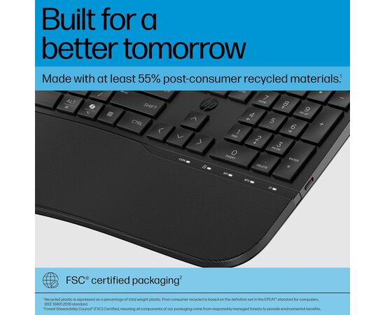 Клавиатура HP 680 Comfort Dual-Mode UA Black (8T6L8AA), изображение 5 Клавиатура HP 680 Comfort Dual-Mode UA Black (8T6L8AA), изображение 5