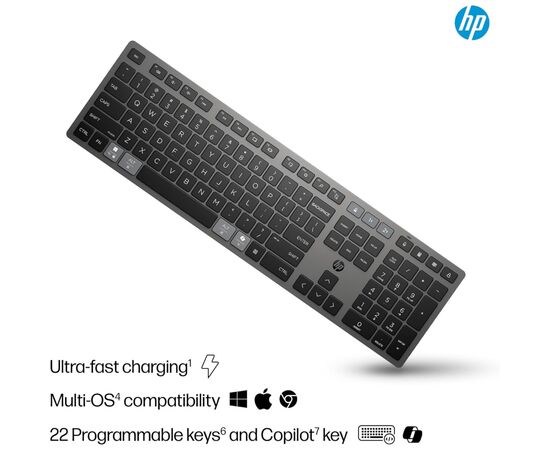 Клавиатура HP 720 Multi-Device Rechargeable Wireless/Bluetooth UA Black (9T5B1AA), изображение 5 Клавиатура HP 720 Multi-Device Rechargeable Wireless/Bluetooth UA Black (9T5B1AA), изображение 5