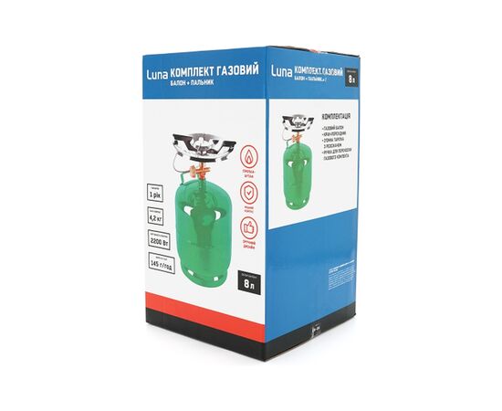 Бытовой газовый баллон Voltronic GL-7.2 3кг (7,2л) + пальник 20354 Green (GB/GL-7.2G), изображение 2 Бытовой газовый баллон Voltronic GL-7.2 3кг (7,2л) + пальник 20354 Green (GB/GL-7.2G), изображение 2