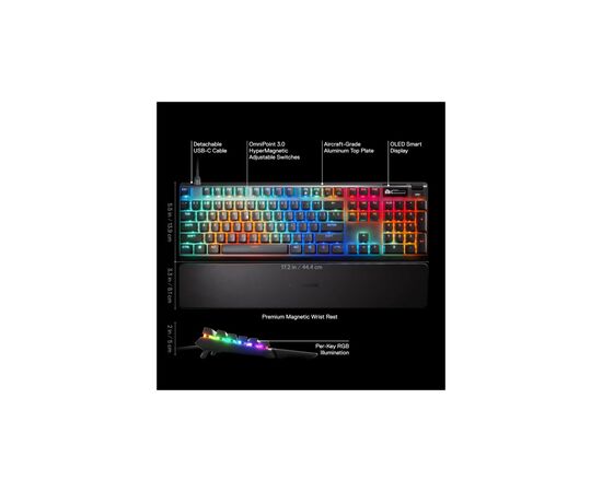 Клавіатура SteelSeries Apex Pro Gen 3 USB UA Black (64660), зображення 4 Клавіатура SteelSeries Apex Pro Gen 3 USB UA Black (64660), зображення 4