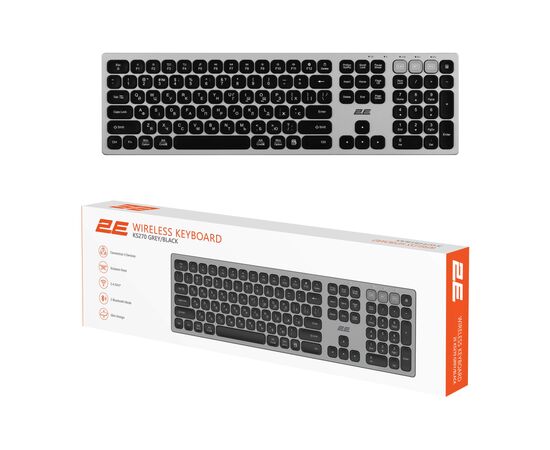 Клавиатура 2E KS270 109key Wireless UA Grey/Black (2E-KS270WBGR_UA), изображение 10 Клавиатура 2E KS270 109key Wireless UA Grey/Black (2E-KS270WBGR_UA), изображение 10