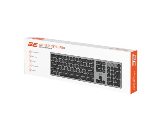 Клавиатура 2E KS270 109key Wireless UA Grey/Black (2E-KS270WBGR_UA), изображение 9 Клавиатура 2E KS270 109key Wireless UA Grey/Black (2E-KS270WBGR_UA), изображение 9