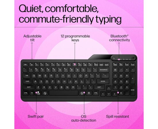 Клавиатура HP 460 Multi-Device Bluetooth UA Black (7N7B8AA), изображение 9 Клавиатура HP 460 Multi-Device Bluetooth UA Black (7N7B8AA), изображение 9